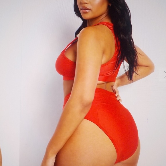 Red High Waist Bikini Bottoms - Picture 2 of 10